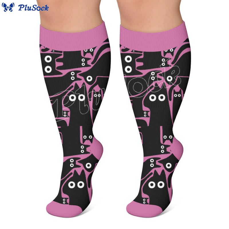 Plusock Plus Size Playful Cat Compression Socks - image 2
