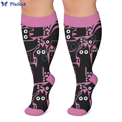 Plusock Plus Size Playful Cat Compression Socks - image 2