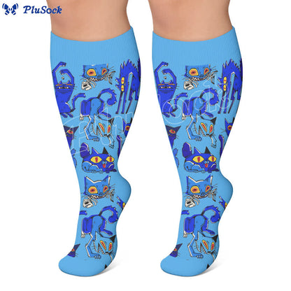 Plusock Plus Size Playful Cat Compression Socks - image 3