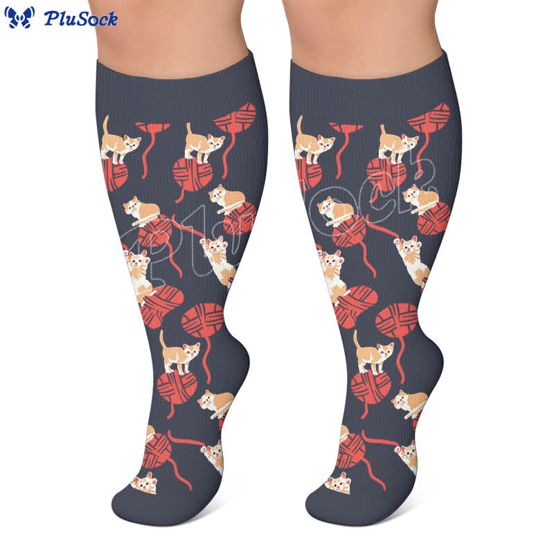 Plusock Plus Size Cat KneeHigh Compression Socks - image 2