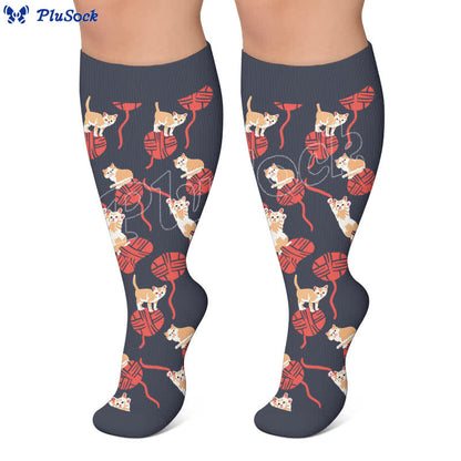 Plusock Plus Size Cat KneeHigh Compression Socks - image 2
