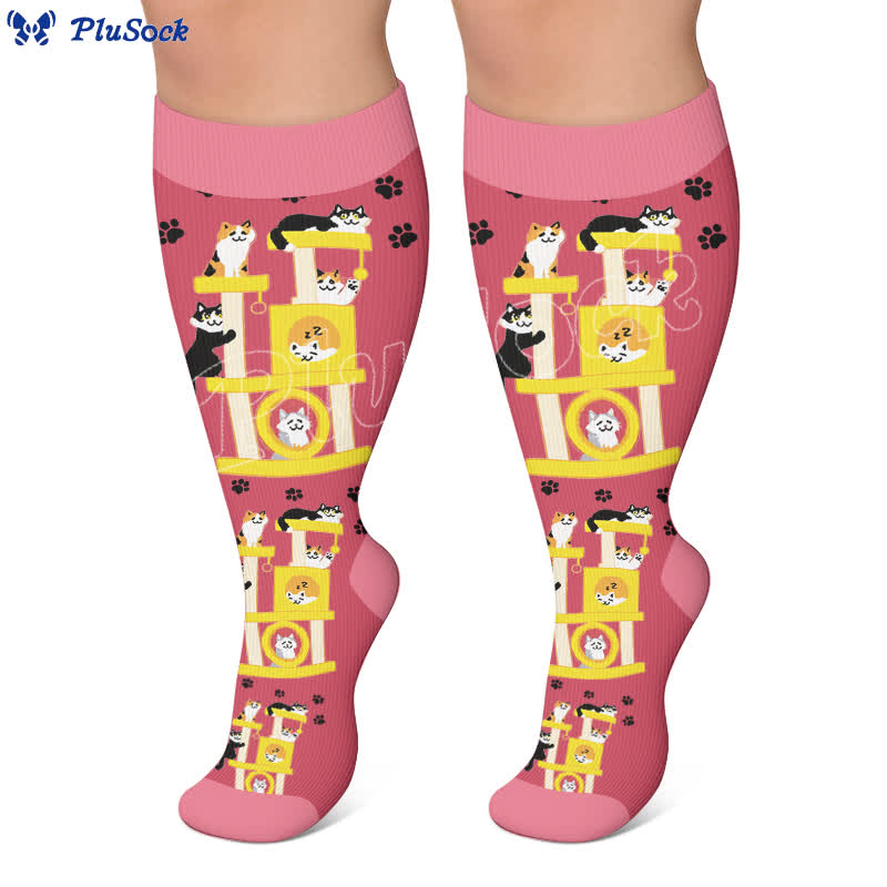 Plusock Plus Size Cat KneeHigh Compression Socks - image 3