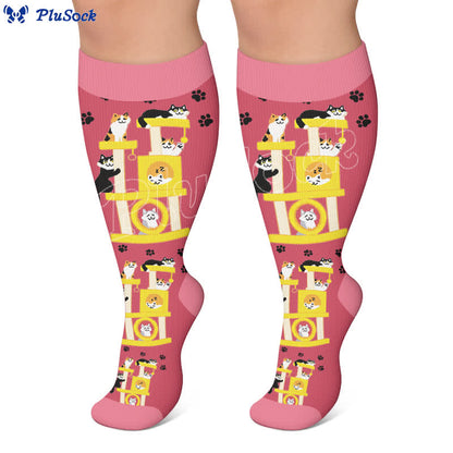 Plusock Plus Size Cat KneeHigh Compression Socks - image 3