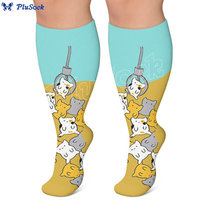Plusock Plus Size PawPrint Cartoon Compression Socks - image 3