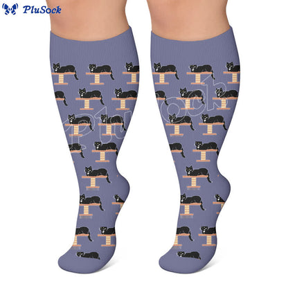 Plusock Plus Size PawPrint Cartoon Compression Socks - image 4
