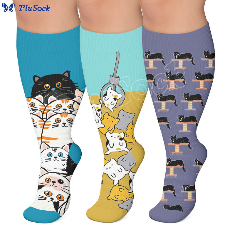 Plusock Plus Size PawPrint Cartoon Compression Socks - image 0