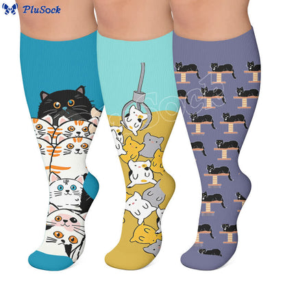 Plusock Plus Size PawPrint Cartoon Compression Socks - image 0