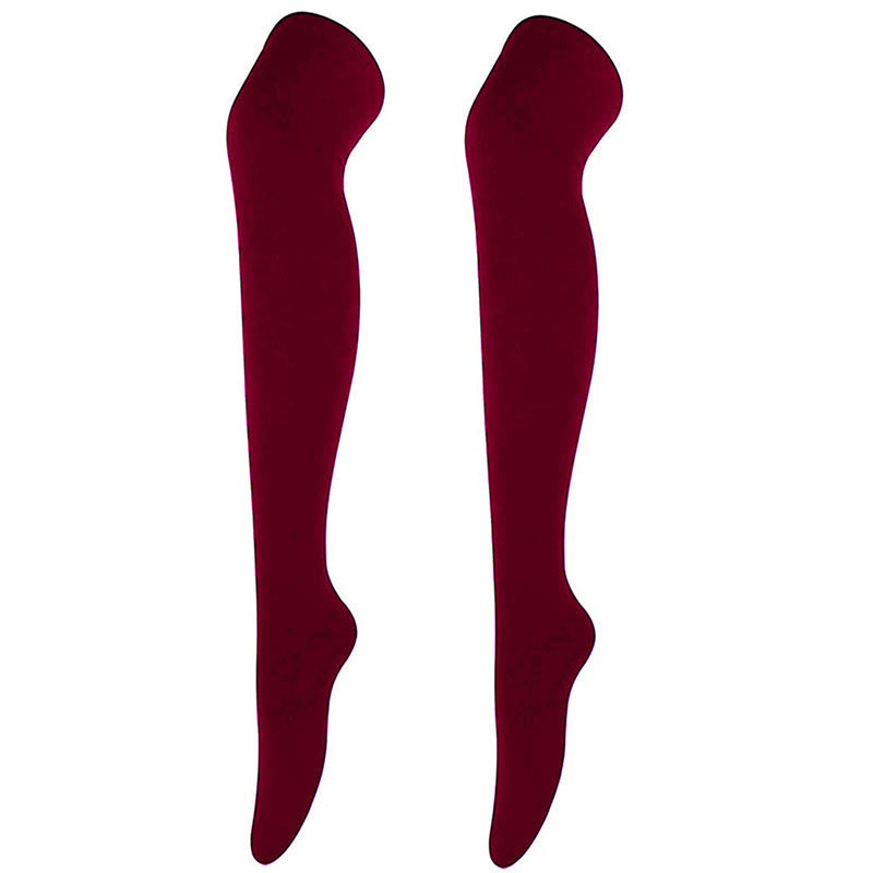 Plusock Casual Soft Thigh High Socks(6 Pairs) - Wine - One Size - image 8