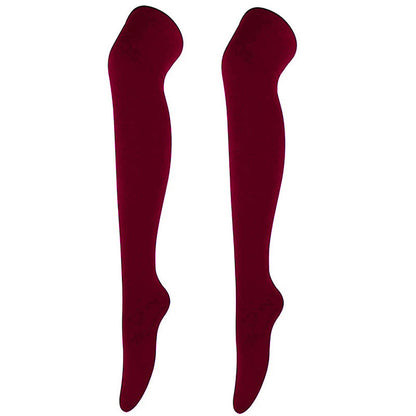 Plusock Casual Soft Thigh High Socks(6 Pairs) - Wine - One Size - image 8