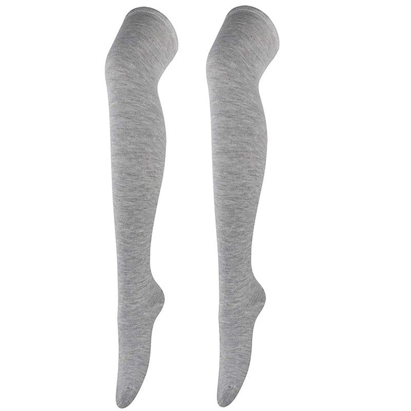 Plusock Casual Soft Thigh High Socks(6 Pairs) - Light Gray - One Size - image 4