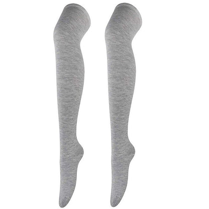 Plusock Casual Soft Thigh High Socks(6 Pairs) - Light Gray - One Size - image 4