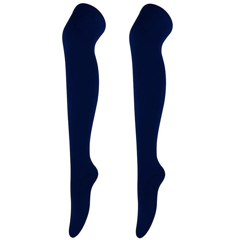 Plusock Casual Soft Thigh High Socks(6 Pairs) - Navy Blue - One Size - image 7