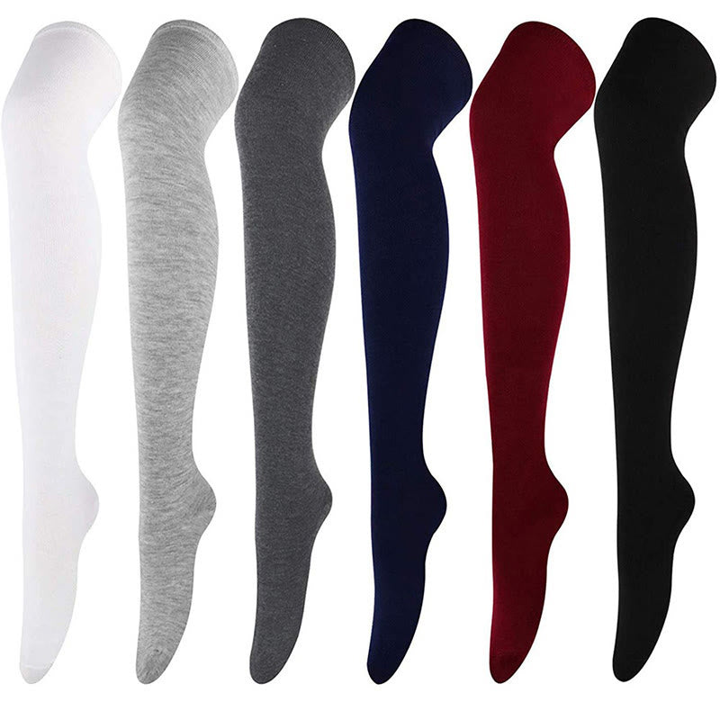 Plusock Casual Soft Thigh High Socks(6 Pairs) - Multicolor - One Size - image 2