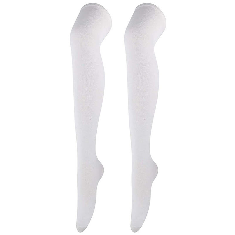 Plusock Casual Soft Thigh High Socks(6 Pairs) - White - One Size - image 6
