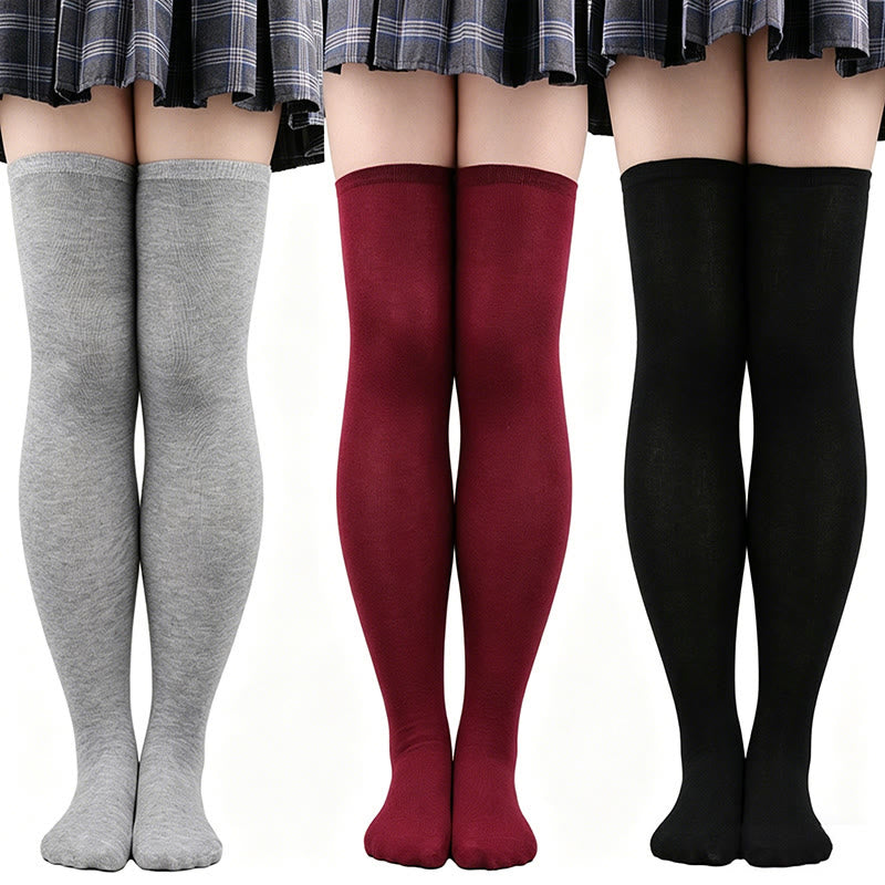 Plusock Casual Soft Thigh High Socks(6 Pairs) - image 0