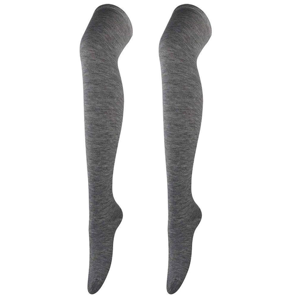 Plusock Casual Soft Thigh High Socks(6 Pairs) - Dark Grey - One Size - image 9