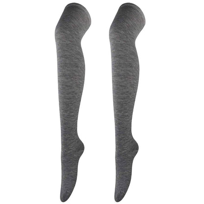 Plusock Casual Soft Thigh High Socks(6 Pairs) - Dark Grey - One Size - image 9
