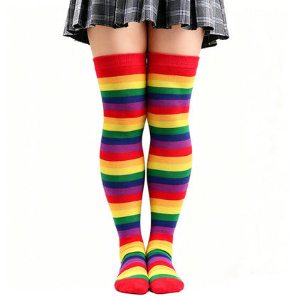 Plusock Rainbow Stripe Thigh High Socks - C - One Size - image 5