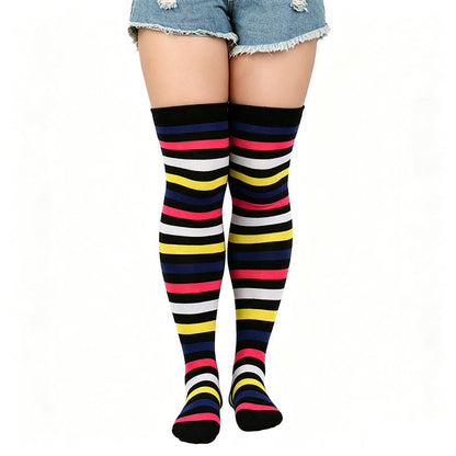 Plusock Rainbow Stripe Thigh High Socks - G - One Size - image 9