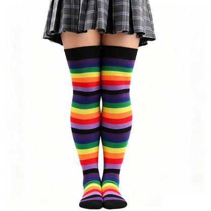 Plusock Rainbow Stripe Thigh High Socks - A - One Size - image 3