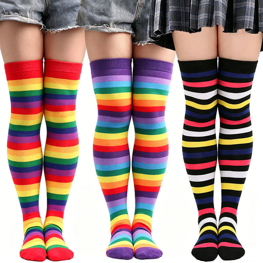 Plusock Rainbow Stripe Thigh High Socks - image 0