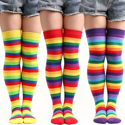 Plusock Rainbow Stripe Thigh High Socks - image 1