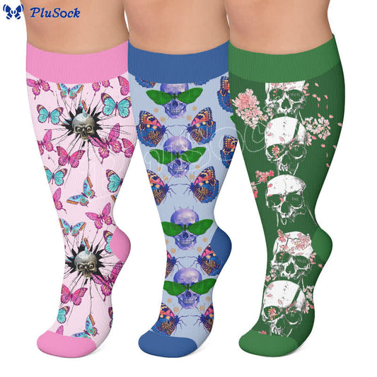Plusock Plus Size Playful Butterfly Compression Socks - image 0