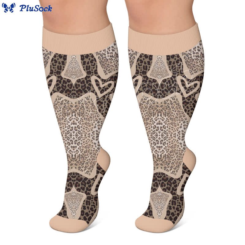 Plusock Plus Size Leopard Knee Compression Socks - image 2