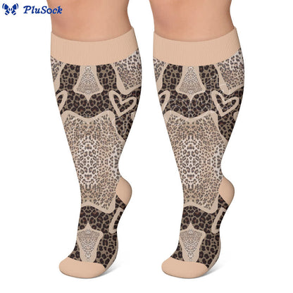 Plusock Plus Size Leopard Knee Compression Socks - image 2