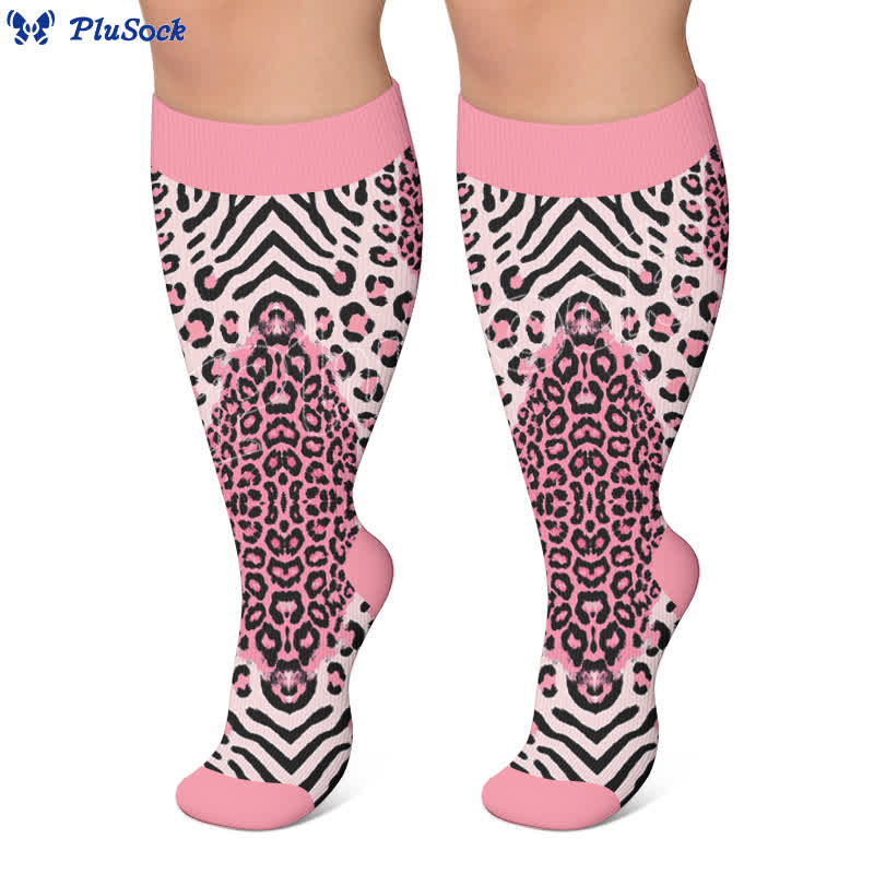 Plusock Plus Size Leopard Knee Compression Socks - image 3