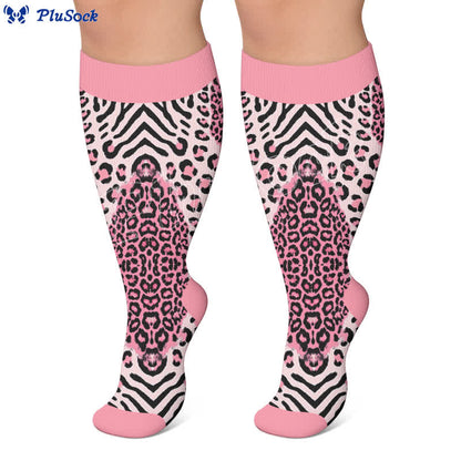 Plusock Plus Size Leopard Knee Compression Socks - image 3