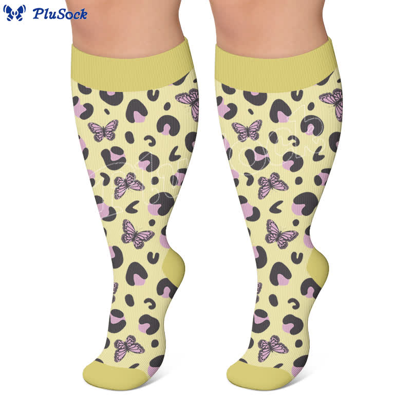Plusock Plus Size Leopard Knee Compression Socks - image 4