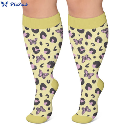 Plusock Plus Size Leopard Knee Compression Socks - image 4