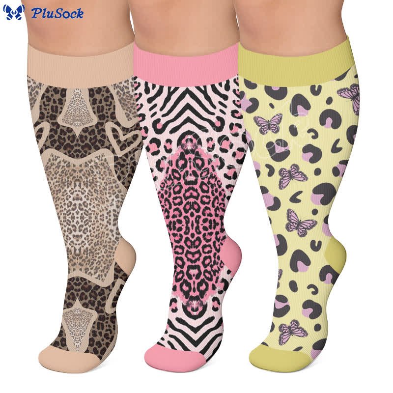 Plusock Plus Size Leopard Knee Compression Socks - image 0