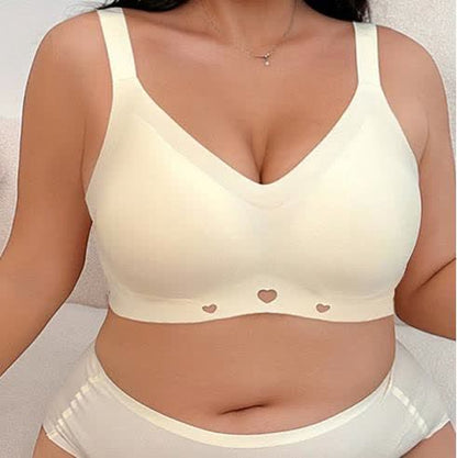 Plusock Soft Seamless V Neck Wireless Bra - Beige - 4XL - image 0