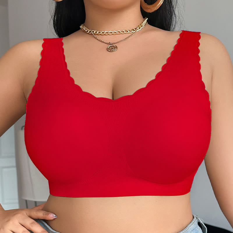 Plusock Seamless Wide Strap Wireless Bra - Red - 4XL - image 5
