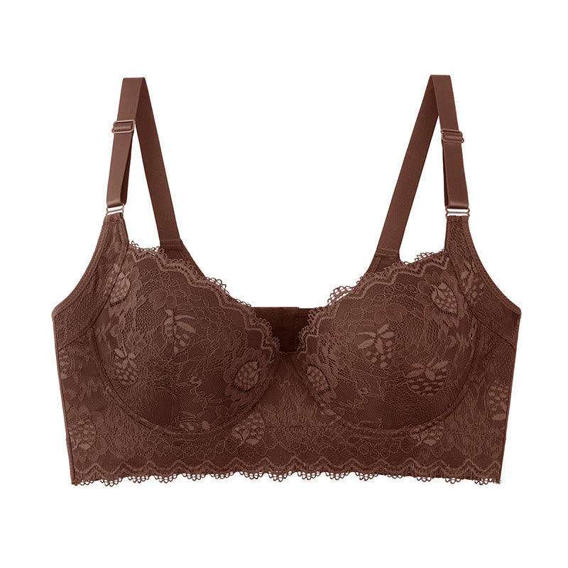 Plusock Elegant Lace Brown Full Coverage Bras - Brown - 50 - F - image 3