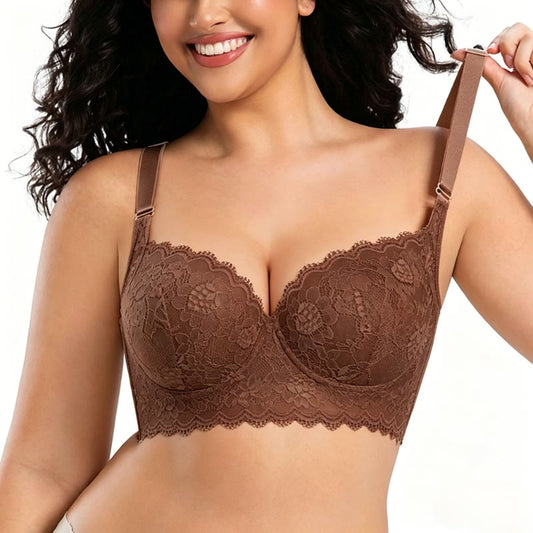 Plusock Elegant Lace Brown Full Coverage Bras - image 0