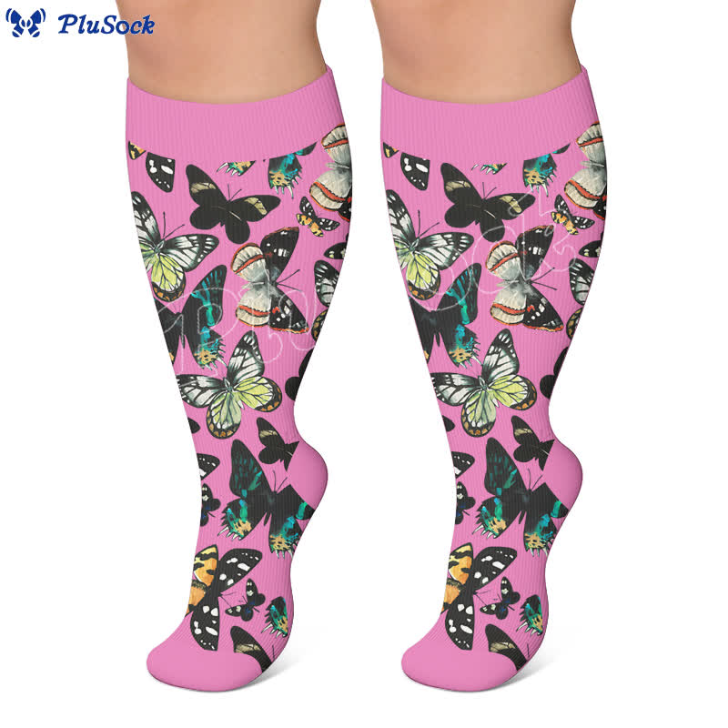 Plusock Plus Size Butterfly Trio Pastel Compression Socks - image 3