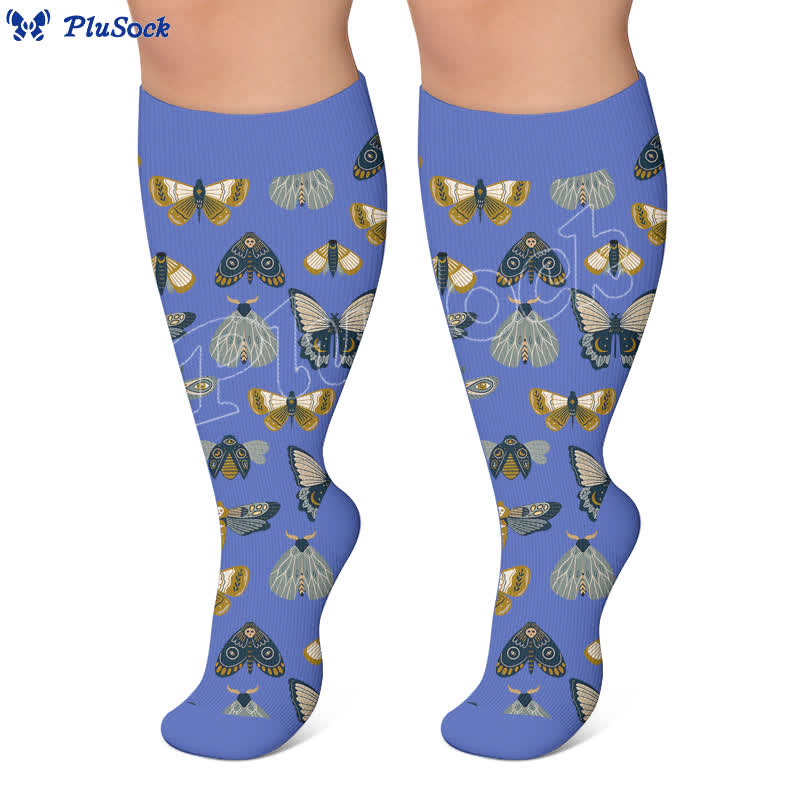 Plusock Plus Size Butterfly Trio Pastel Compression Socks - image 4