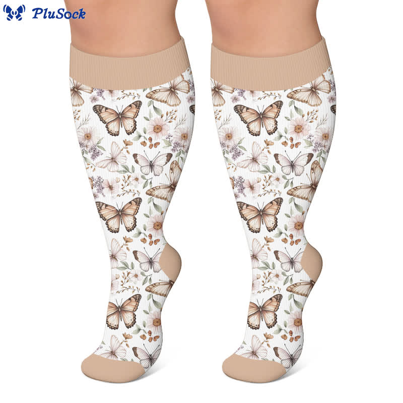 Plusock Plus Size Butterfly Trio Pastel Compression Socks - image 2
