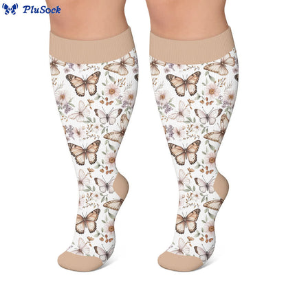 Plusock Plus Size Butterfly Trio Pastel Compression Socks - image 2