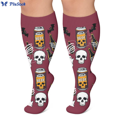 Plusock Plus Size Festive Skull Compression Socks - image 2