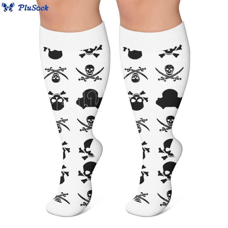 Plusock Plus Size Festive Skull Compression Socks - image 3