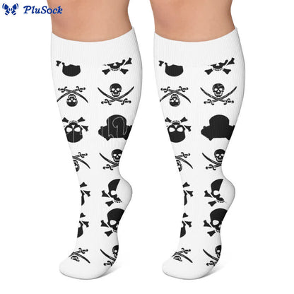 Plusock Plus Size Festive Skull Compression Socks - image 3
