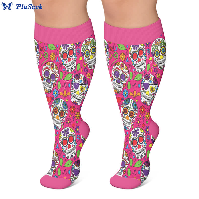 Plusock Plus Size Festive Skull Compression Socks - image 4