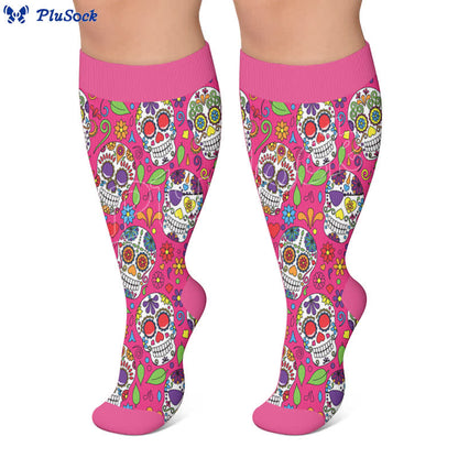 Plusock Plus Size Festive Skull Compression Socks - image 4