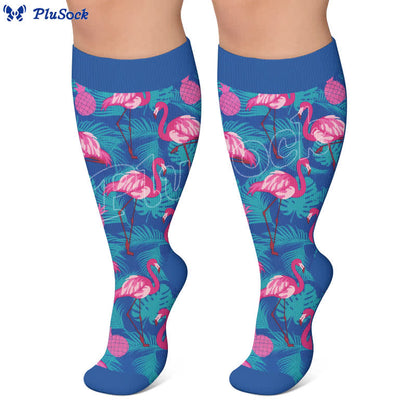 Plusock Plus Size Tropical Flamingo Compression Socks - image 4