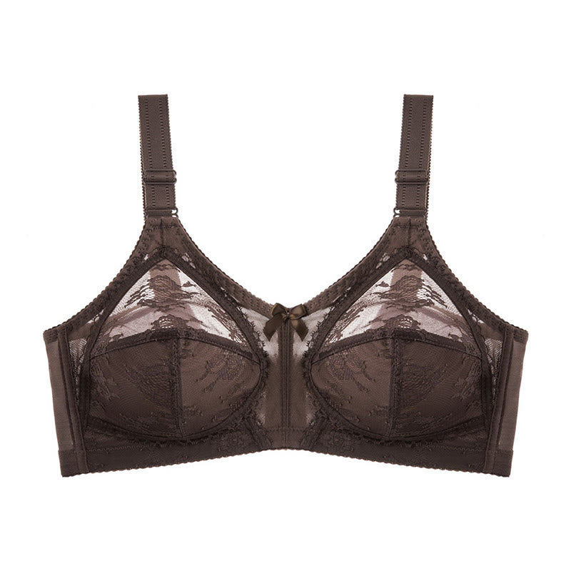 Plusock Lace Bow Full Coverage Bras - Coffee - 50 - D - image 8