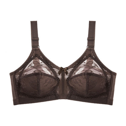 Plusock Lace Bow Full Coverage Bras - Coffee - 50 - D - image 8